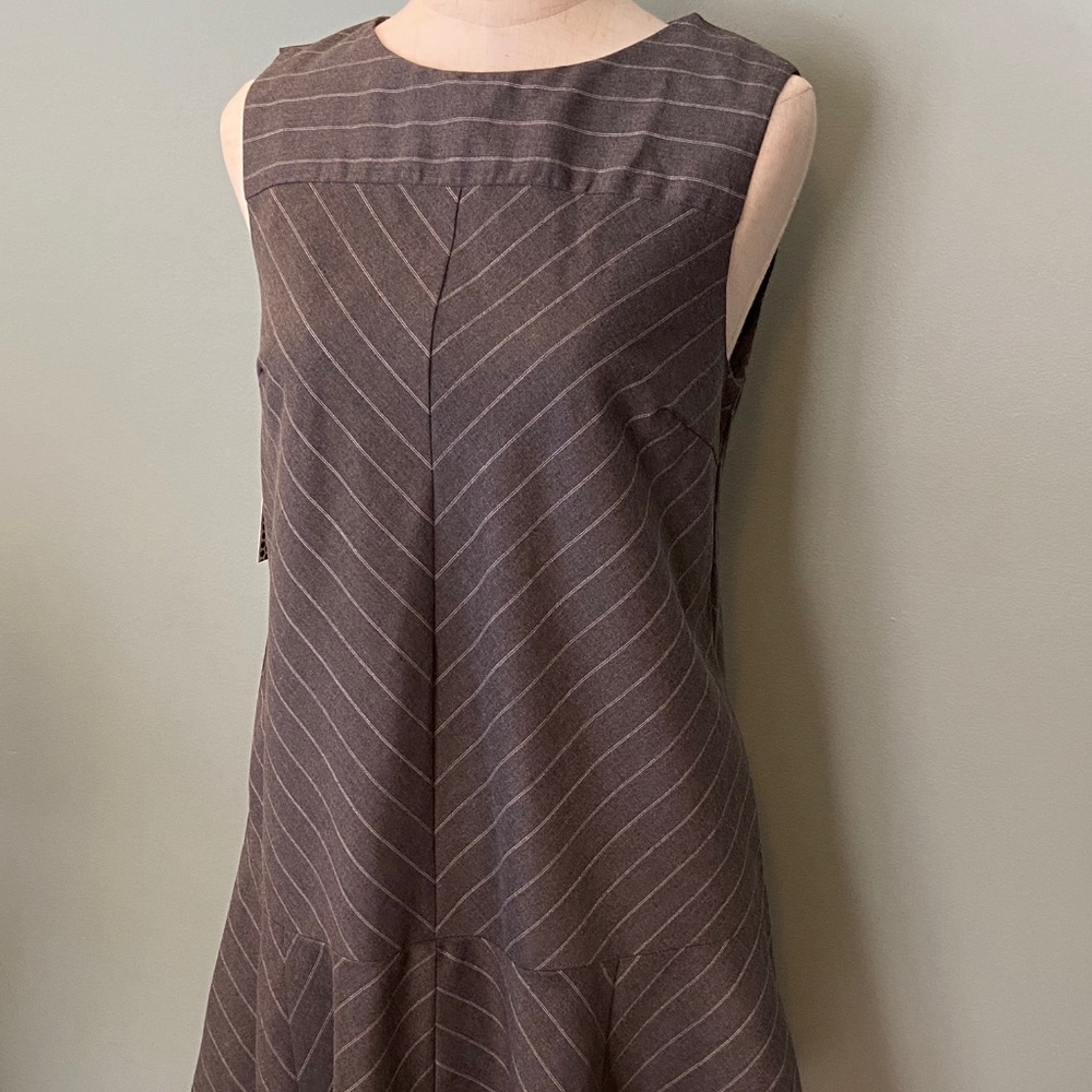Grey Pinstripe Drop Waist Dress Sz M WITH TAGS